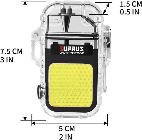 Miniatura 7 de SUPRUS Mechero impermeable de 3 modos de linterna, encendedor resistente al viento, eléctrico de arco doble recargable, encendedor de plasma de arco