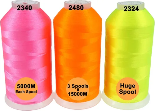 Miniatura 9 de New brothreads - 40 opciones - Varios paquetes de colores surtidos de hilo de poliéster para máquina de bordar, carrete grande de 5000 m para todas