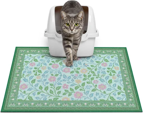 Miniatura 51 de Glittme Alfombrilla de Arena para Gatos con Base Antideslizante, Alfombrilla de Caja de Arena Impermeable que Atrapa la Arena, Fácil de Limpiar