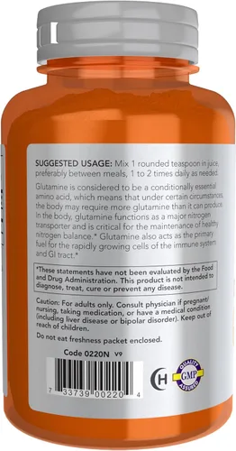 Miniatura 2 de NOW Foods Sports Nutrition, L-glutamina en polvo puro, transportador de nitrógeno*, aminoácido, 6 onzas