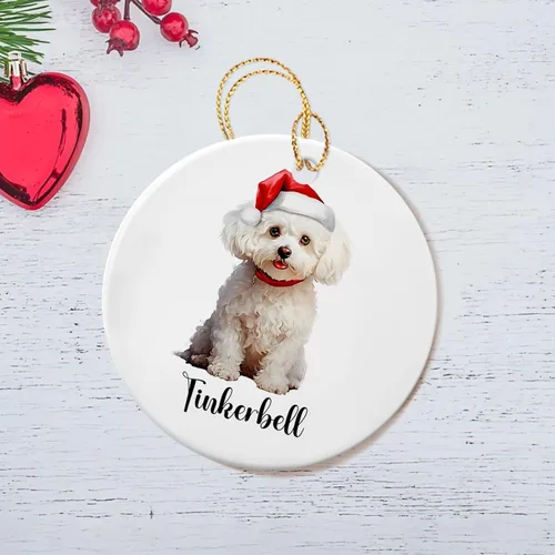 Miniatura 3 de Bichon Frise - Adorno de cerámica de Navidad 2025, adornos personalizados de Bichon Frise regalos para los amantes de los perros, bonito adorno