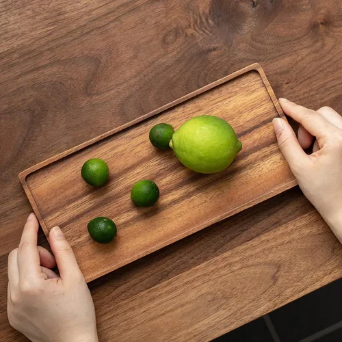 Miniatura 3 de Vandroop Bandeja de madera para servir, pequeñas bandejas decorativas para fiestas, aperitivos, té/café y queso, juego de 2 tablas de madera hechas