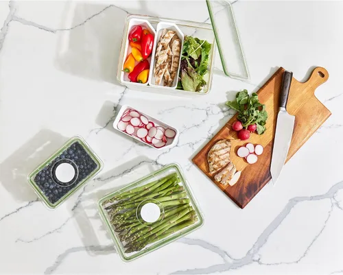 Miniatura 7 de iDesign The Fresh Collection - Contenedor de almacenamiento grande y alto para productos con 3 divisores móviles, 7.85 pulgadas de largo x 10.5