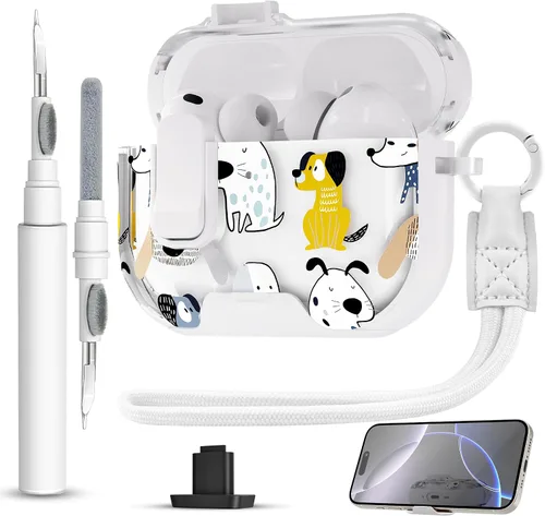 Miniatura 24 de Funda para AirPods Pro 3 con cerradura, textura de piel TPU duradera, antipérdida y a prueba de golpes, accesorios con kit de limpieza en llavero