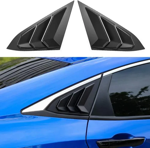 Miniatura 2 de Thenice - Rejilla para ventana lateral trasera de Civic de 10ª generación, estilo Racing, triangulada, compatible con Honda Civic Sedan 2021 2020