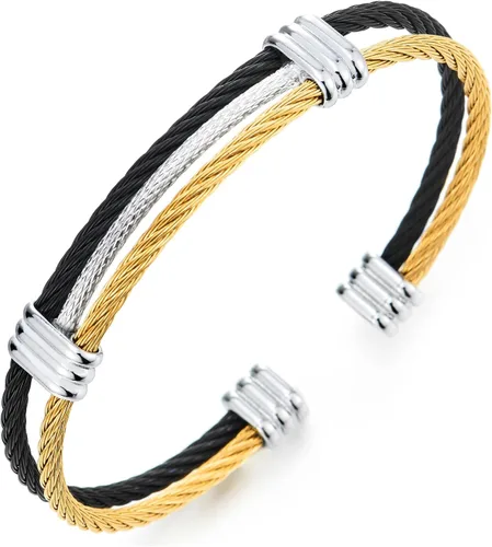 Miniatura 8 de Pulsera de acero inoxidable COOLSTEELANDBEYOND con cable trenzado ajustable para hombre y mujer