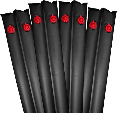 Pool Mate Paquete de 4 bolsas de agua clásicas negras de doble cámara para piscina, vinilo de 0.013 in de grosor, pesos de cubierta, tubos de agua