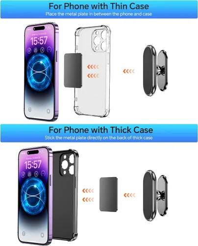 Miniatura 8 de 【Paquete de 2】 Soporte magnético para teléfono para automóvil, [Imán súper fuerte] [con 4 placas de metal] Soporte de teléfono celular