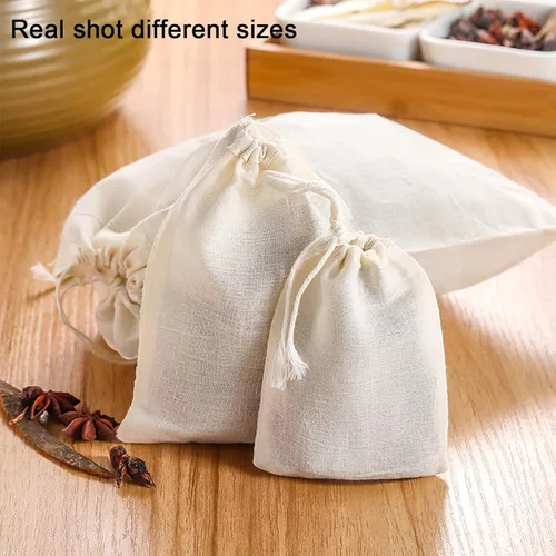 Miniatura 3 de 20 bolsas reutilizables de muselina de algodón con cordón, bolsas de algodón natural sin blanquear, para café, té, preparar nueces, leche