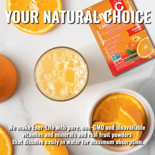 Miniatura 7 de Ener-C Mezcla de bebida multivitamínica de naranja, 1000 mg de vitamina C, sin OMG, vegana, polvo de jugo de fruta real, apoyo inmunológico natural