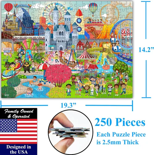 Miniatura 6 de Think2Master Rompecabezas de 250 piezas de parque de atracciones. Gran regalo. Piezas grandes. Tamaño: 14.2" X 19.3