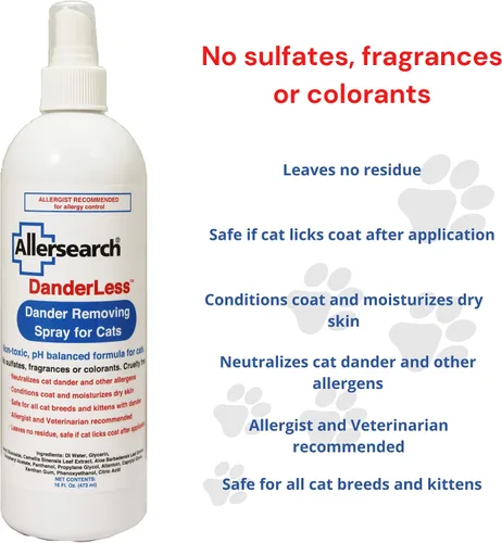 Miniatura 4 de Allersearch Spray eliminador de caspa sin caspa para gatos