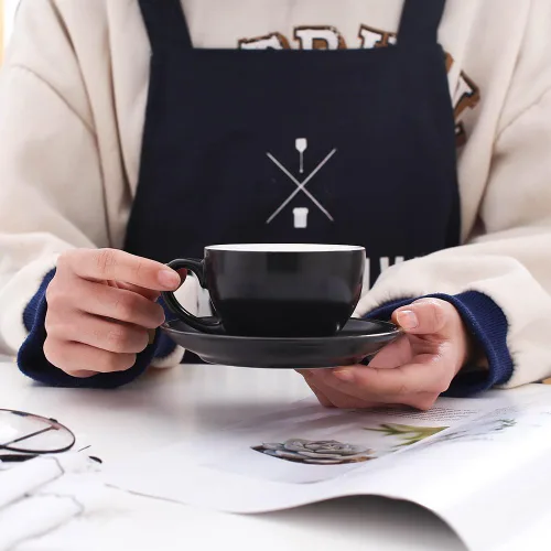 Miniatura 2 de Coffeezone Taza y Platillo de Café Espresso Doble, Cappuccino Pequeño y Café Especial, Porcelana de Hueso Nueva para Cafetería y Barista