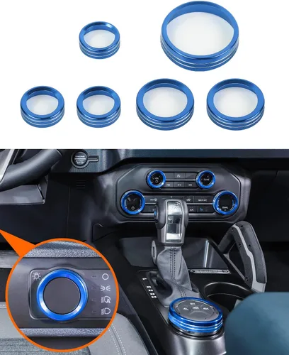 Savadicar CKT01 Billet - Juegos de molduras de perillas de control de aluminio billet, faros/4WD/HVAC, biseles de anillos de perillas de control