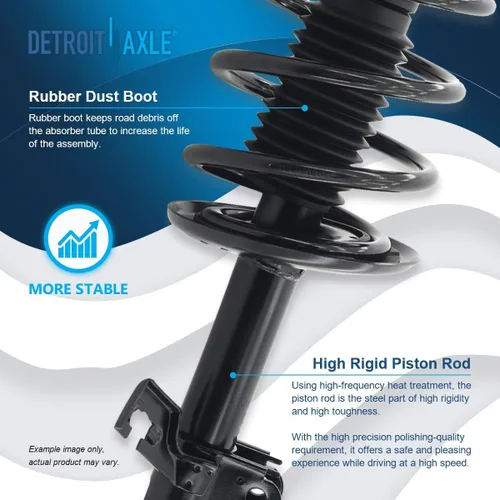 Miniatura 4 de Detroit Axle - Amortiguadores de puntales para Nissan Sentra 2007-2012 [Base S SL SR] Puntales delanteros completos con amortiguadores traseros