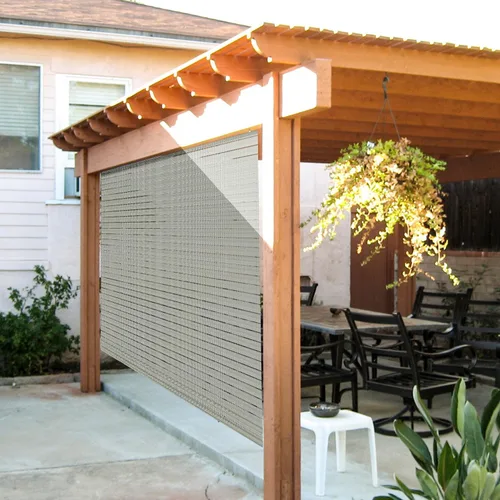 Miniatura 3 de E&K Sunrise - Persiana enrollable para exteriores de 5 pies de ancho x 6 pies de alto, diseño calado, para patio, porche, jardín, glorieta, terraza