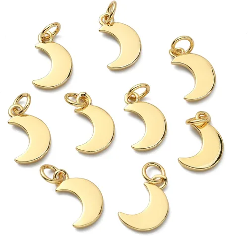 Miniatura 11 de DanLingJewelry 10 dijes de metal chapados en oro de 18 quilates con palabras rectangulares de buena suerte para hacer joyas, pulseras, collares