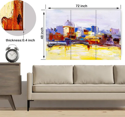 Miniatura 7 de Paquete de 6 paneles acústicos artísticos insonorizados, paneles de pared de 72 x 48 pulgadas, paneles de sonido decorativos autoadhesivos
