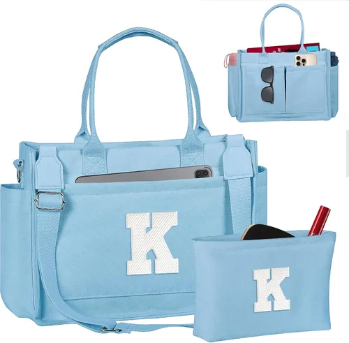 Miniatura 108 de Easter Basket Stuffers, Initial Tote Bag with Makeup Bag, Birthday Gifts for Women, Teen Girl Gifts Trendy Stuff