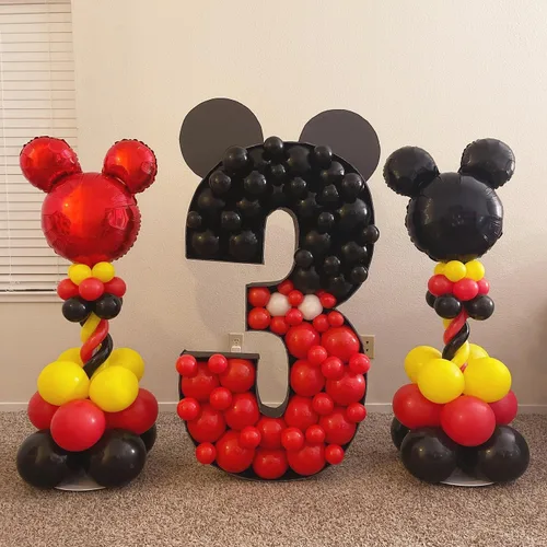 Miniatura 3 de 10 globos de Mylar negros de 24 pulgadas, decoraciones y suministros para fiesta de cumpleaños de ratón