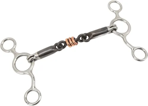 Miniatura 7 de TOPINCN Aparador de caballos Rodillo de cobre de acero inoxidable con boca articulada Snaffle Bit Horse Gag Ring Snaffle Latón 5.709 in Boquilla