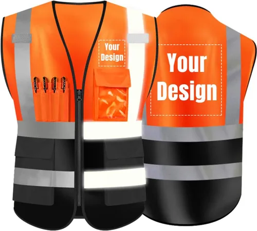 Miniatura 17 de Chaleco de seguridad de alta visibilidad Personaliza tu logotipo chaleco de seguridad protector, Amarillo