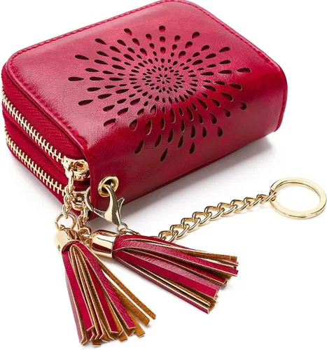 Miniatura 13 de APHISON RFID - Porta tarjeta de crédito con llavero, cartera pequeña con cremallera para mujer, Moderno