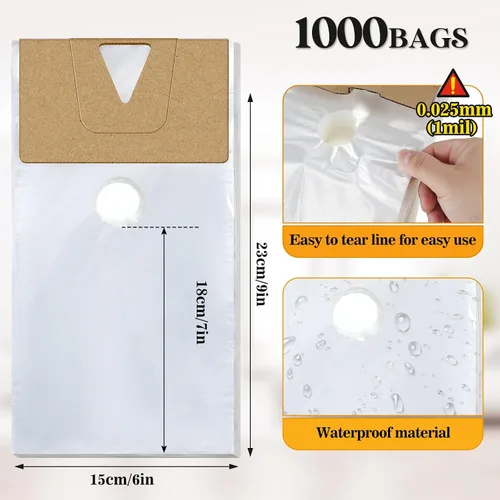 Miniatura 2 de Henoyso 1000 bolsas para colgar puertas, de plástico transparente, bolsas para colgar pomos de puerta, impermeables, paquetes de periódicos