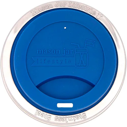 Miniatura 23 de Tapa de silicona para beber con banda de acero inoxidable para tarros Mason (Americana multicolor, boca regular)