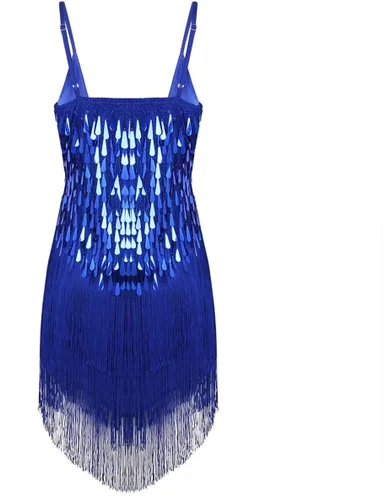 Miniatura 2 de Sywiyi Wonen's - Vestido de baile con flecos y lentejuelas brillantes, tango latino, Samba, con borlas y flecos, vestido de fiesta de noche