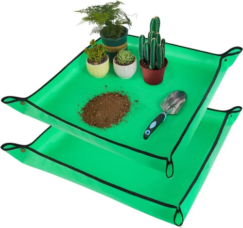 Miniatura 8 de Tapete grande de 39.5" x 31.5" para trasplante de plantas de interior, control de desorden en mesa, bandeja portátil para macetas de jardinero