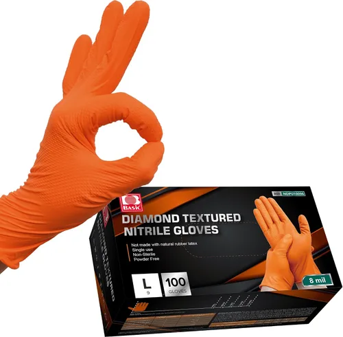 Miniatura 8 de Jointown Guantes Básicos de Nitrilo de Servicio Pesado, Guantes de Mecánico de Nitrilo Desechables de 8 Mil, con Textura de Diamante Elevada, Caja
