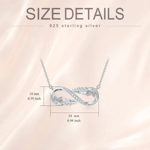 Miniatura 5 de Collar de infinito de diamantes de plata de ley 925 cultivado en laboratorio con diamantes de color D, alas de ángel, colgante infinito, joyería