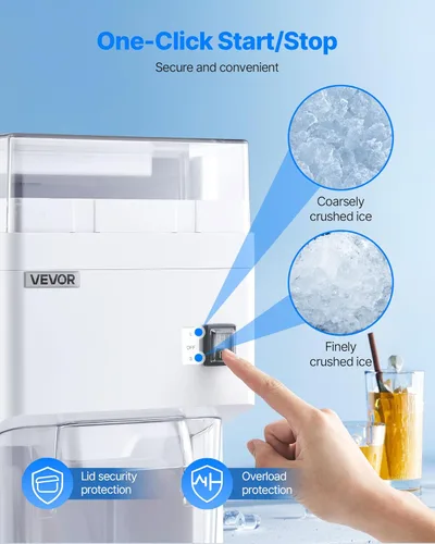 Miniatura 5 de VEVOR - Máquina trituradora de hielo comercial, 1.91QT / 1.8L, trituradora eléctrica de cubos de hielo grande, con motor premium de 300W, cuchillas