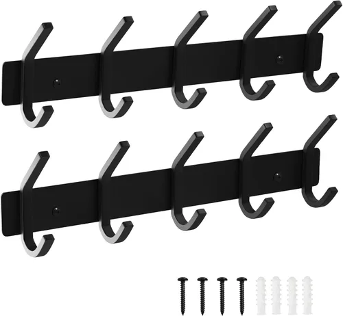 Miniatura 39 de VAEHOLD Ganchos de Pared para Abrigos Montados en Pared, Perchero con 6 Ganchos Dobles para Colgar Toalla Sombrero Abrigo Bata Bolsa Llave para Baño