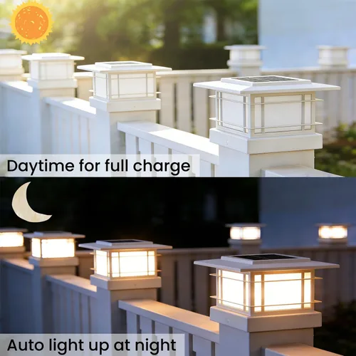 Miniatura 5 de Dynaming Luces solares de 4 x 4 para exteriores con 2 modos de color, luces solares para poste de valla, carcasa negra para postes de vinilo/madera