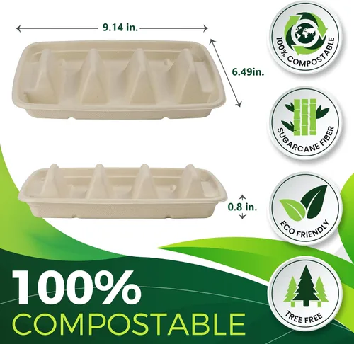 Miniatura 2 de Paquete de 50 soportes desechables resistentes para tacos de fiesta, platos de tacos con 3 divisores para servir para fiestas, soporte de tacos
