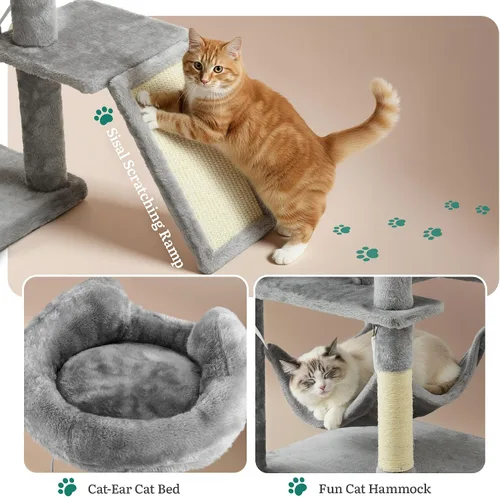 Miniatura 7 de YITAHOME - Torre de árbol para gatos de 70.8 pulgadas para gatos de interior: condominio de casa de juegos para mascotas de varios niveles, muebles