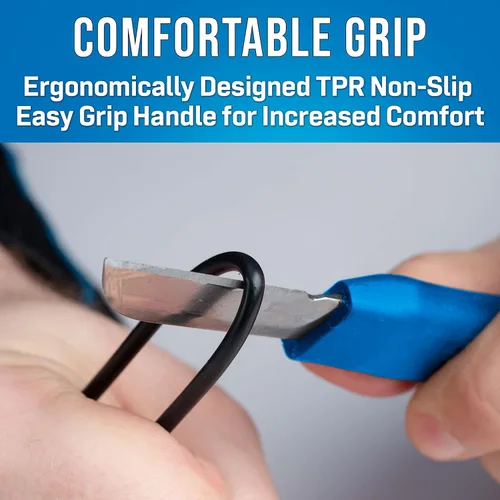 Miniatura 4 de Jonard KN-7 Cuchillo Ergonómico para Empalme de Cables con Mango de Goma Termoplástica, Azul, 6-1/4" de Longitud