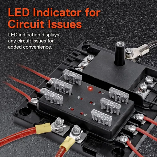 Miniatura 3 de True Mods Caja de fusibles de 6 vías con bus negativo de tierra para automoción [entradas positivas duales] [12V - 32V CC] [180 amperios]