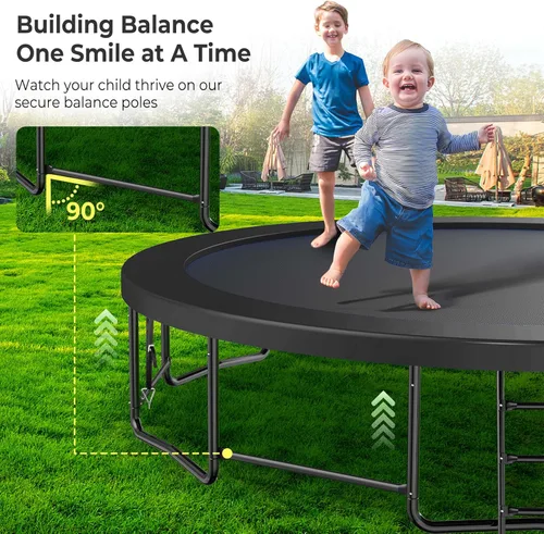 Miniatura 3 de Lyromix 12 14 15 16 pies, camas elásticas al aire libre para niños y adultos, trampolín de calabaza con postes curvos, trampolín recreativo con aro
