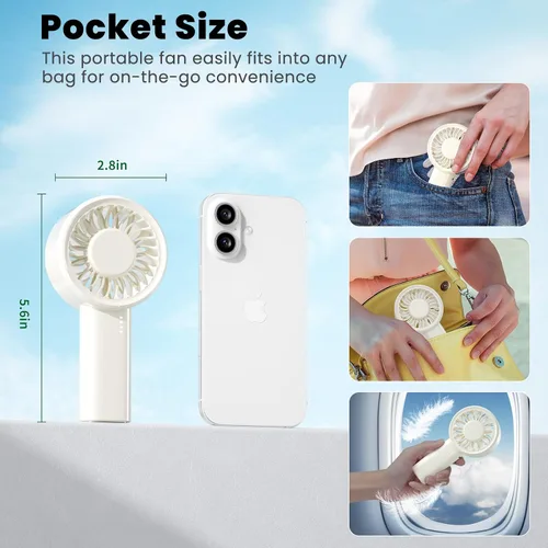 Miniatura 2 de HandFan Mini ventilador de mano, ventiladores pequeños de próxima generación portátil [8.5 horas de funcionamiento] con potente motor turbo de alta