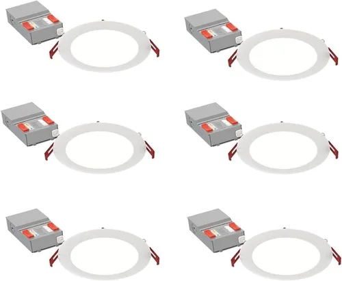 Miniatura 18 de Juno Luces LED empotrables redondas de 4 pulgadas, luz descendente de oblea deflectora, temperatura de color blanco conmutable 5 en 1, brillo