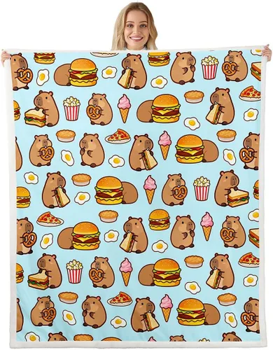 Miniatura 13 de Erosebridal Funny Capybaras Blanket Capybara Lover Gifts Cute Fleece Blanket for Kids Girls Boys, Capybara Decorations Blankets 40"x50", Kawaii