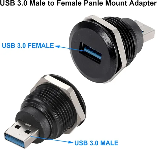 Miniatura 2 de PENGLIN 2 conectores USB 3.0, conector de conversión USB macho a hembra, adaptador de extensión de montaje en panel USB3.0 para transferencia
