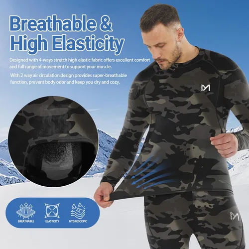 Miniatura 40 de MEETWEE Paquete de 4/5 camisas de compresión térmica para hombre, manga larga, forro polar, capa base, equipo de entrenamiento de invierno