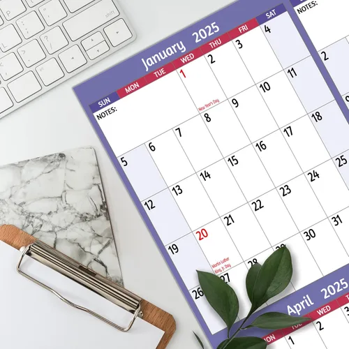 Miniatura 2 de Calendario anual de pared 2025 – Calendario anual grande 2025, enero 2025 – diciembre 2025, 25.2 x 38.2 pulgadas (abierto), calendario 2025