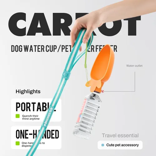 Miniatura 4 de Li & Zhao Dispensador portátil de botella de agua para perros, a prueba de fugas, tazón de agua portátil para perro, cuenco de agua plegable