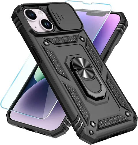 Miniatura 5 de SunStory Compatible con iPhone 13 Case/iPhone 14 Case con Protector de Pantalla HD y Cubierta de Cámara Deslizante y Soporte de Anillo Giratorio