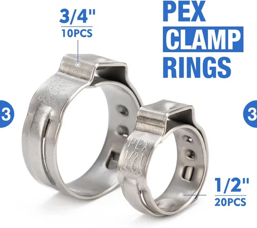 Miniatura 4 de iCrimp PC-PC02KIT PEX Kit de herramientas de engarce con abrazadera PEX de 1/2 pulgada (paquete de 20) y 3/4 pulgadas (10 unidades) de anillos